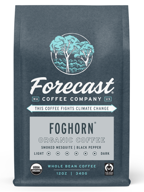 Bag of Foghorn coffee.